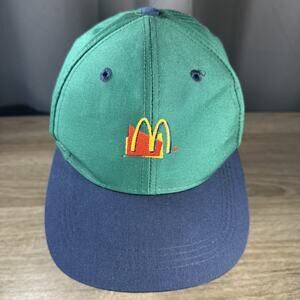 Vintage McDonalds Hat 90s Employee Uniform Fast Food Cap MCD Arch Logo Snapback